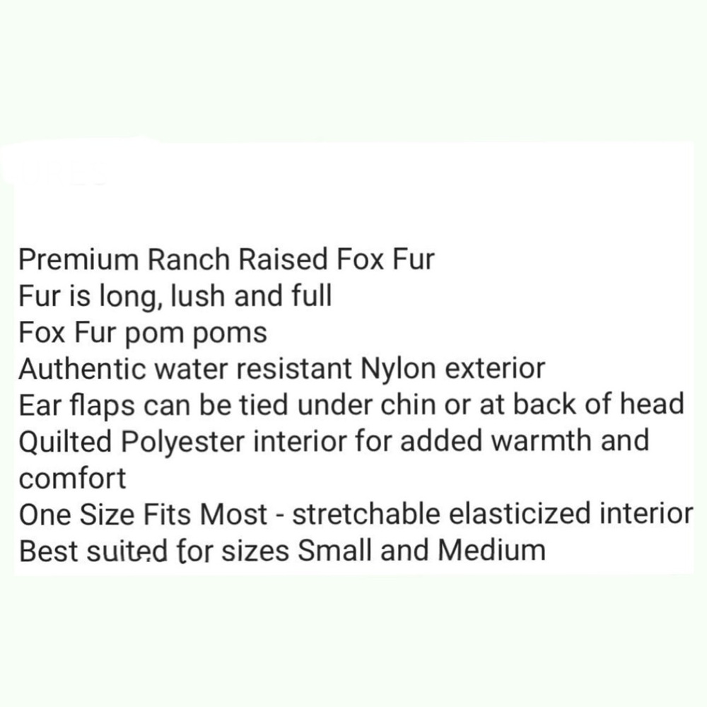 NWOT Genuine Fox Fur Bomber Black HAT - Picture 5 of 6
